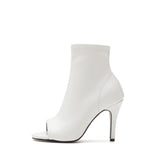 Open Toe Slim Ankle Heel(White)