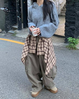 ウールクロップフードニット