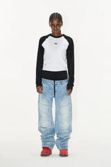 Double Waist Distorted Lumber Jeans