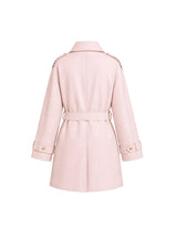 [PRE-FALL] Camille High Neck Ribbon Belted Shawl Trench Short Coat Dusty Pink