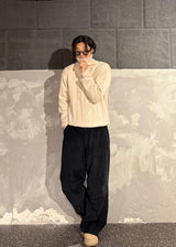 High-Neck Cable Half-Zip Up Knit 6COLOR