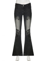 Rose dark blue low bootcut jeans