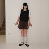 Black Tweed Button Vest