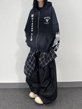 ノンフェイドチェックレイヤードデニムパンツ