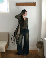セイムデイシッピング [New Spring Product 10%] [BELLIDE MADE] オーシャンワイドデニムパンツ