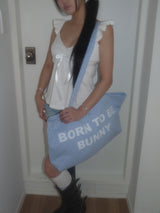 Star Bunny Tail Tote Bag _ Baby blue