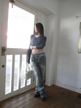 wool v neck sleeve t