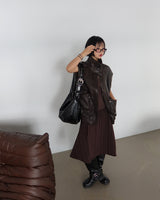 leather oversized fit vest jacket