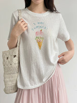 アイスクリームグラフィックライトウェイトサマーTシャツ