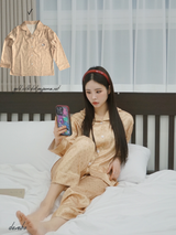 gold silk dot pajama set