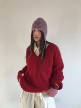[MD Pick]ウールタッチブラッシュVネックニット (4 Colors)