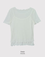 #Wave Point Short Sleeve T-shirt + Sleeveless Set (3color)