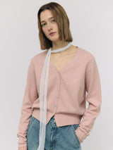 V NECK BOKASHI CARDIGAN BABY PINK