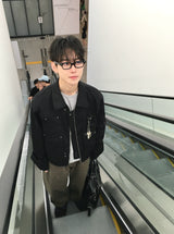 チェッカーベーシッククロップカットアウトロングスリーブ3C