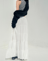 JENNY POCKET LONG CANCAN PLEATED FRINGE SKIRT