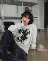 レムプリントロングスリーブTシャツ