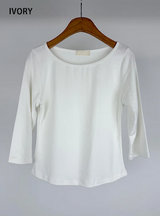 ボートネックミッドスリーブTシャツ (4C)