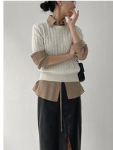 Autumn Wool Cable Knit Half Knit