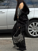 [Unisex] ファー2ウェイフードジップアップ(4color)