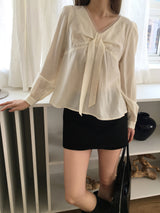 Chiffon v tie blouse