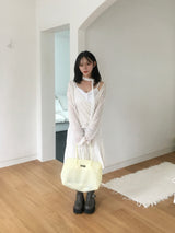 Wrap loose fit shirring hooded knit (4c)