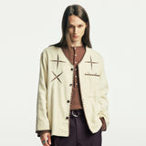 east star button up terry cardigan ivory