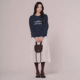 メローエンブロイダーラインニットトップ (Navy)