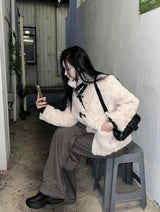 Black Belt Cozy Fur Jacket