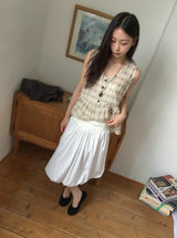 26SS★ [BAONHAUS] Korine Flower Shirring Sleeveless Blouse