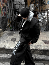Shaggy Deep Black Winter Jumper + White Silver Black Fur