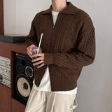 Premium] LMN フィッシャーケーブルカラージップアップニット (3 colors)