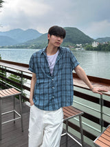 Linen check half shirts