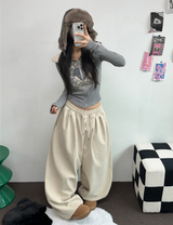 フリース💎スリンキーソフティベルベットロングパンツコーデュロイワイド💎🩵🤎🖤3カラー