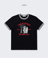 エッセンシャルスタンダード半袖リンガーTシャツ Travel Bear ブラック