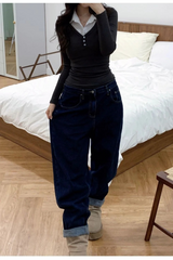 Slim fit V-neck long T-shirt 3color