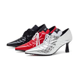 Boxing エナメルレースアップスティレットヒール(Red)
