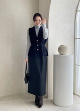 Shua Mink Smoke Peplum Knit Vest
