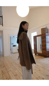 Earl grey alpaca cardigan (muffler set)
