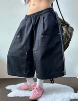 SIDE BOHEMIAN RIVET DENIM BERMUDA 🌴🪃🦥🍃🩵2COLOR