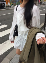Miao Banding Strap Layered Mini Long Sleeve One Piece