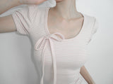 [Limited quantity] Beniel Stripe Ribbon Mini Dress