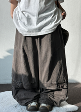 Low Button Pig Light Belted Wide Long Pants 3 Colors 
