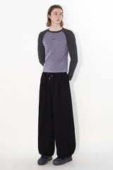 Color-blocked raglan sleeve slim-fit comfortable long-sleeve T-shirt