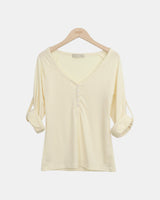Adam V-Neck Roll-Up Long-Sleeve T-Shirt