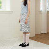 Check Long skirt (soft Grey)