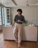 Roy openwork short sleeve collar knit