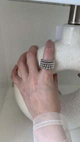 Silver layered bold ring