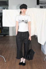 Frill Button Half Pants (Black)