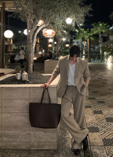 Look After Normal Leather Square Shoulder Tote Bag