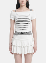 ネリア カットアウト レイヤード Tシャツ